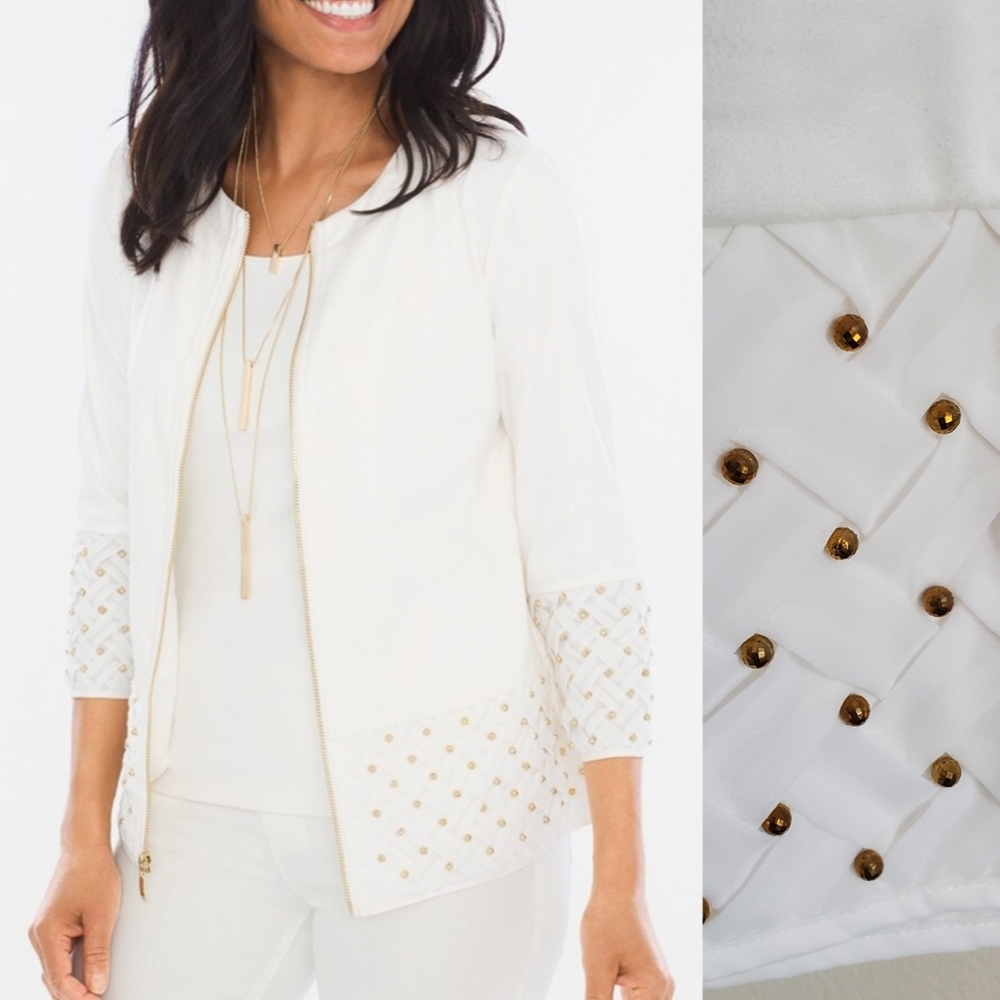 Chicos Travelers Collection Faux Suede Mix Jacket